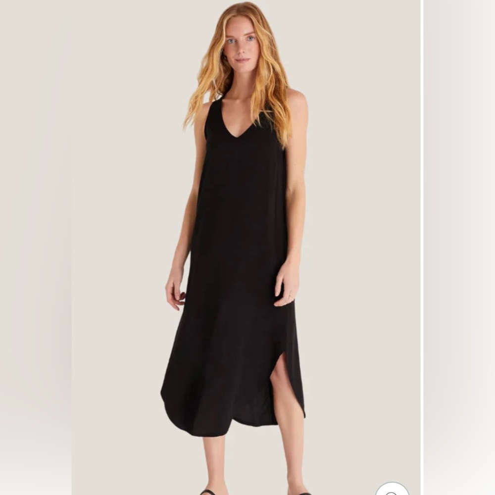 NWT - Large Z SUPPLY: Reverie Woven MIDI Dress - Solid Black